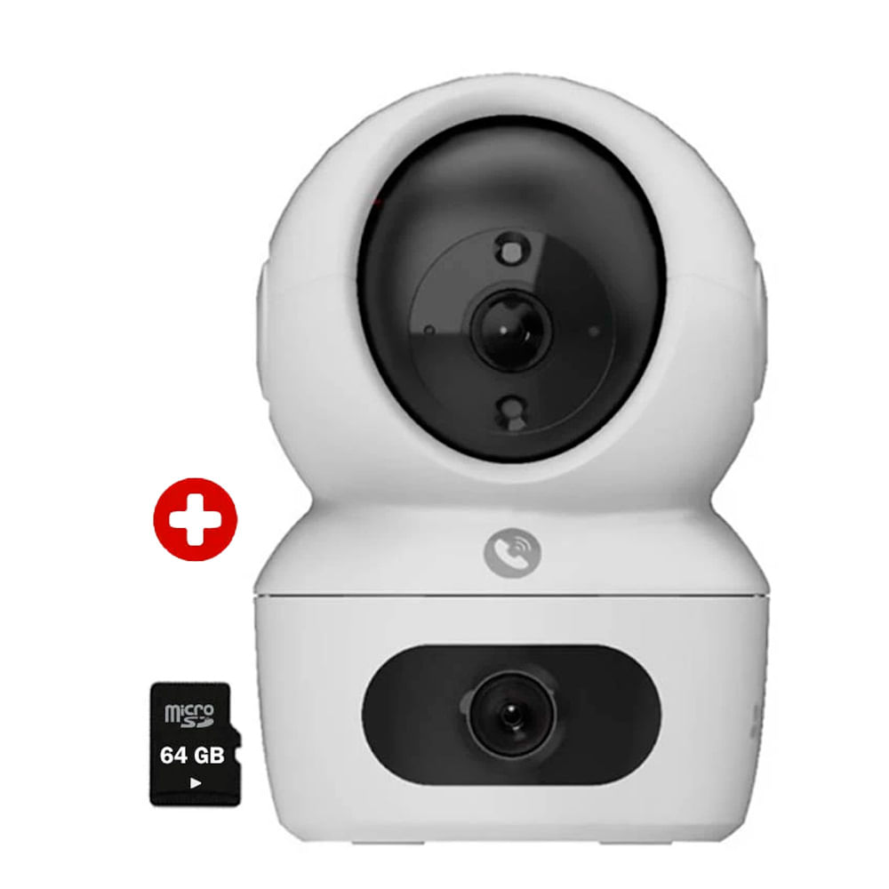 Cámara Wi-Fi Ezviz H7C 4MP+4MP binocular interior 360°, detección IA, visión nocturna 10m, micrófono, SD 64GB, blanco